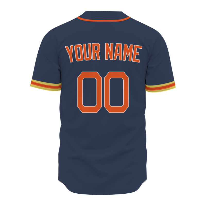 Custom Navy Blue Red Yellow Fashion Design Classic Style Button Down Baseball Jersey