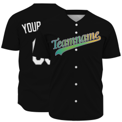 Custom  Black Orange Green White Fashion Design Classic Style Button Down Baseball Jersey