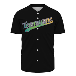 Custom  Black Orange Green White Fashion Design Classic Style Button Down Baseball Jersey