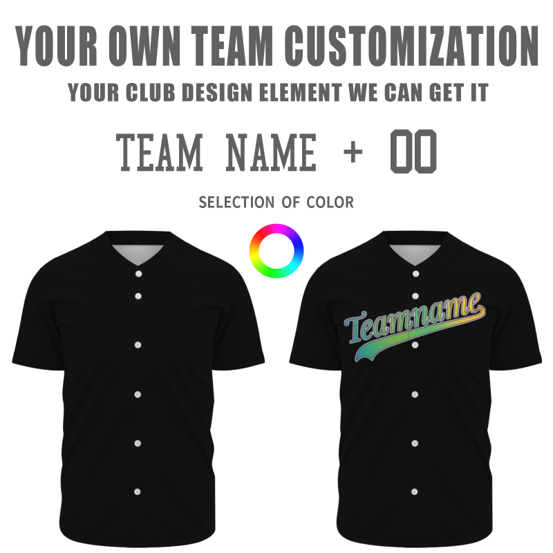 Custom  Black Orange Green White Fashion Design Classic Style Button Down Baseball Jersey