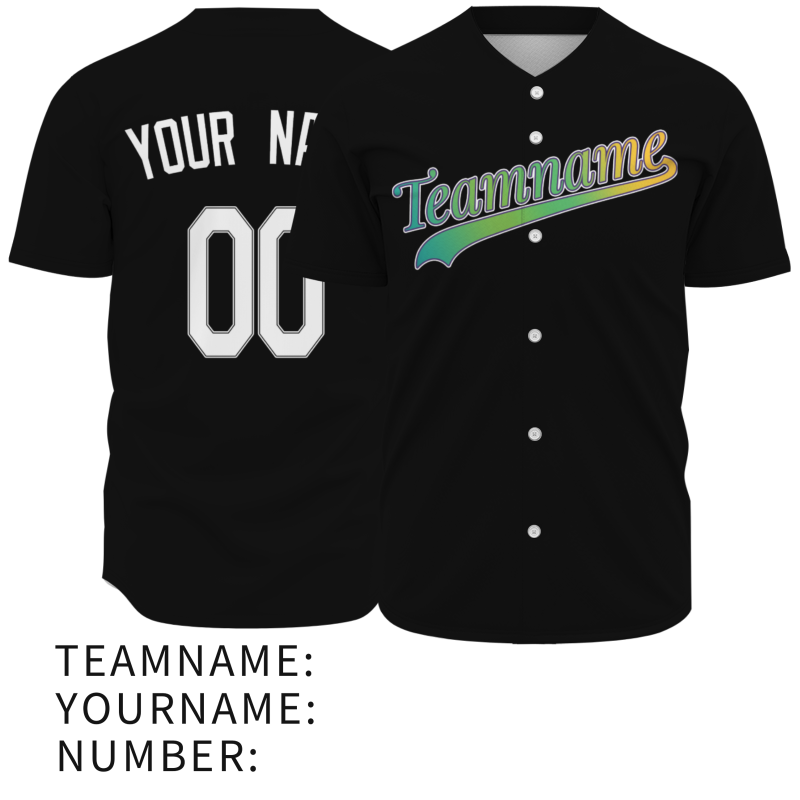 Custom  Black Orange Green White Fashion Design Classic Style Button Down Baseball Jersey