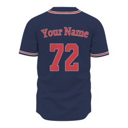Custom Navy Blue Red White Fashion Design Classic Style Button Down Baseball Jersey