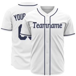 Custom White Navy Blue Fashion Design Classic Style Button Down Baseball Jersey