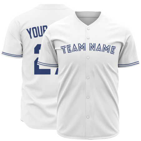 Custom White Navy Blue Fashion Design Classic Style Button Down Baseball Jersey