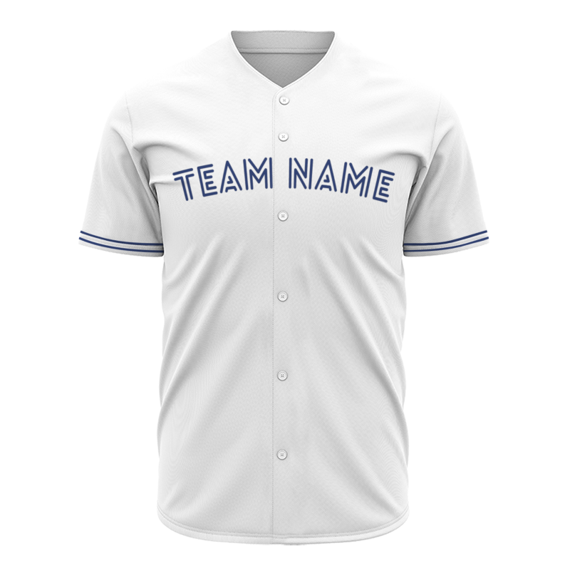 Custom White Navy Blue Fashion Design Classic Style Button Down Baseball Jersey