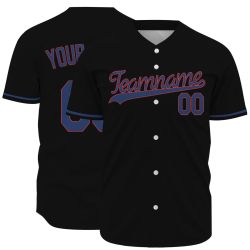 Custom  Black Red Blue Fashion Design Classic Style Button Down Baseball Jersey