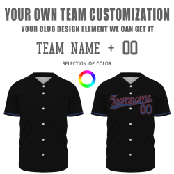 Custom  Black Red Blue Fashion Design Classic Style Button Down Baseball Jersey