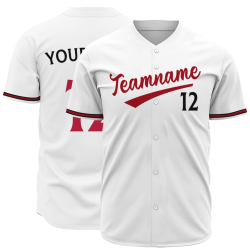 Custom  White Red Black Fashion Design Classic Style Button Down Baseball Jersey