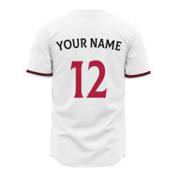 Custom  White Red Black Fashion Design Classic Style Button Down Baseball Jersey