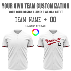 Custom  White Red Black Fashion Design Classic Style Button Down Baseball Jersey