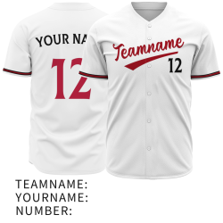 Custom  White Red Black Fashion Design Classic Style Button Down Baseball Jersey
