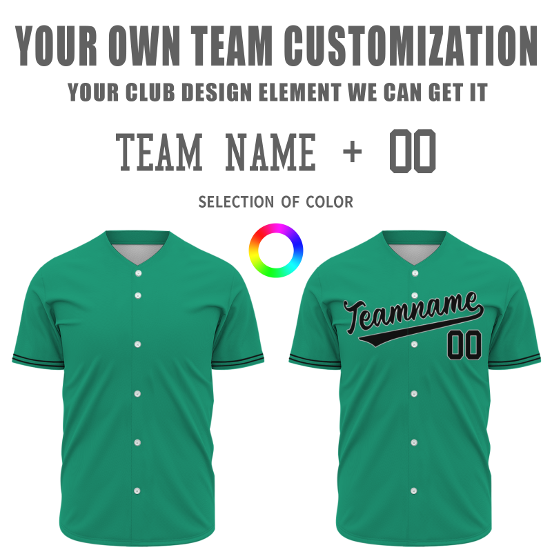 Custom  Green Black Fashion Design Classic Style Button Down Baseball Jersey