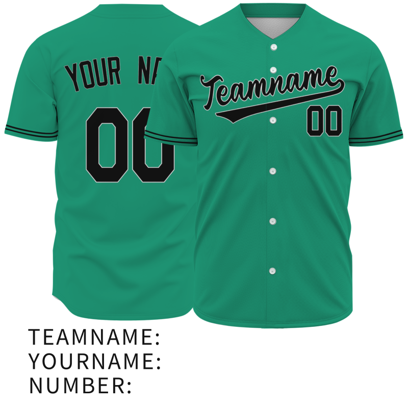 Custom  Green Black Fashion Design Classic Style Button Down Baseball Jersey