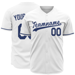 Custom  White Navy Blue Fashion Design Classic Style Button Down Baseball Jersey