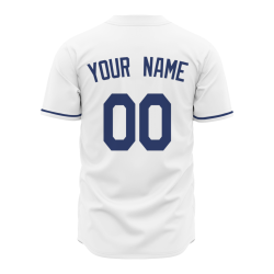 Custom  White Navy Blue Fashion Design Classic Style Button Down Baseball Jersey