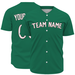 Custom Green White Red Classic Style Button Down Fashion Design Baseball Jersey