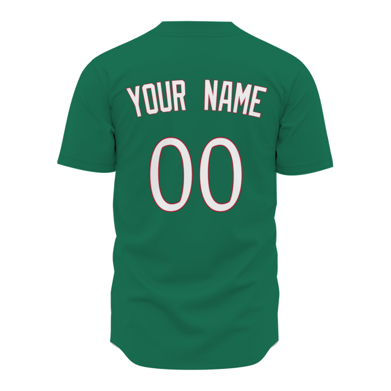 Custom Green White Red Classic Style Button Down Fashion Design Baseball Jersey