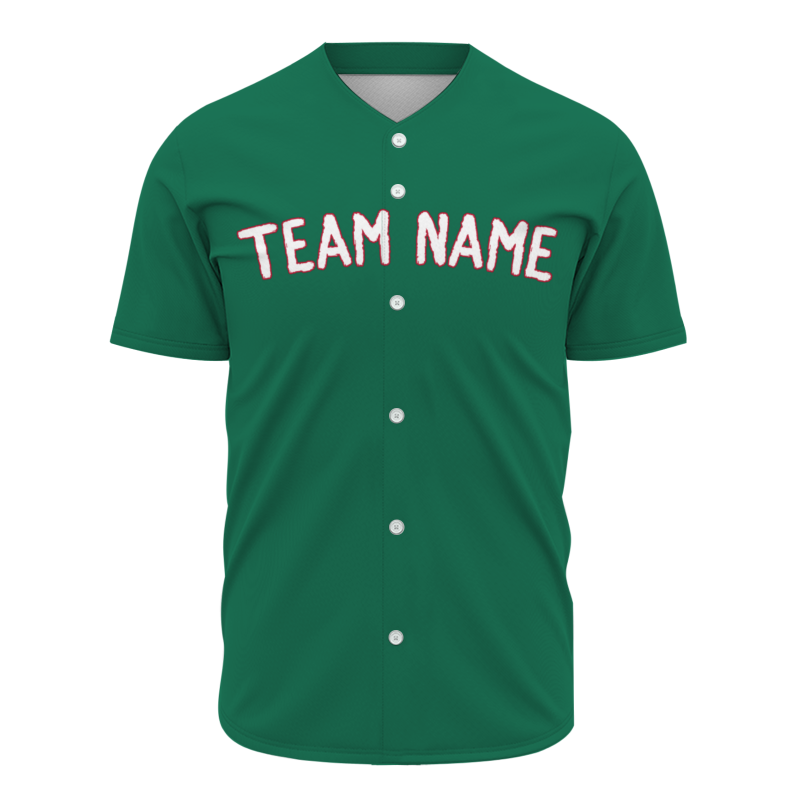 Custom Green White Red Classic Style Button Down Fashion Design Baseball Jersey