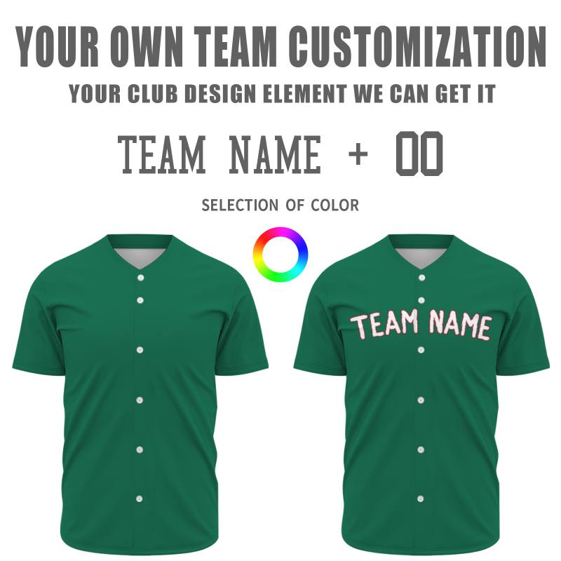 Custom Green White Red Classic Style Button Down Fashion Design Baseball Jersey