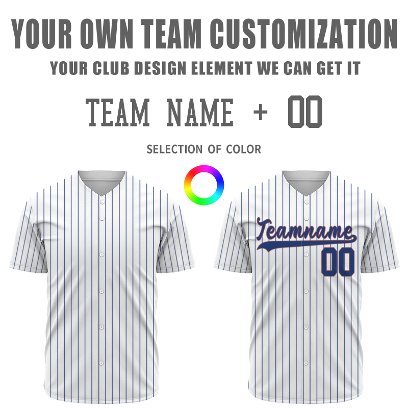 Custom White Red Blue Stripes Classic Style Button Down Fashion Design Baseball Jersey