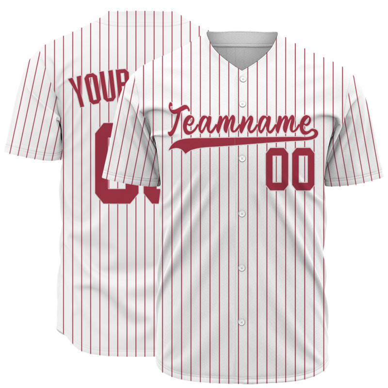 Custom White Red Classic Style Button Down Fashion Design Baseball Jersey
