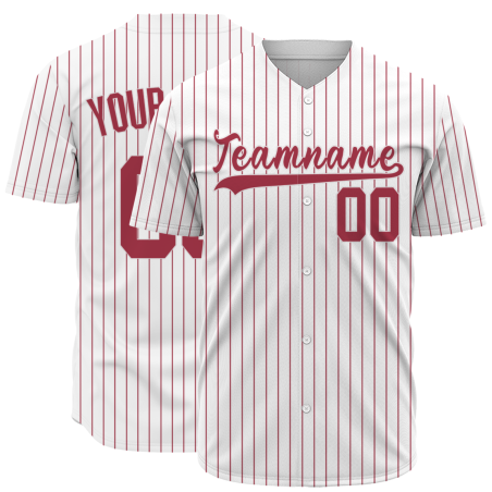 Custom White Red Classic Style Button Down Fashion Design Baseball Jersey
