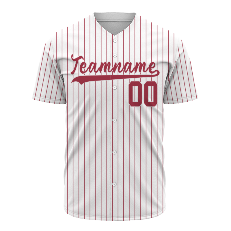 Custom White Red Classic Style Button Down Fashion Design Baseball Jersey