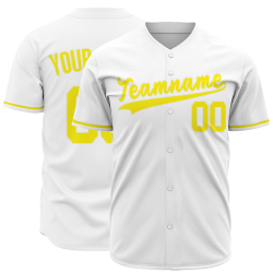 Custom White Yellow Classic Style Button Down Fashion Design Baseball Jersey