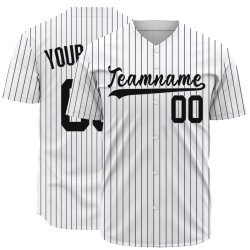 Custom White Black Stripes Classic Style Button Down Fashion Design Baseball Jersey