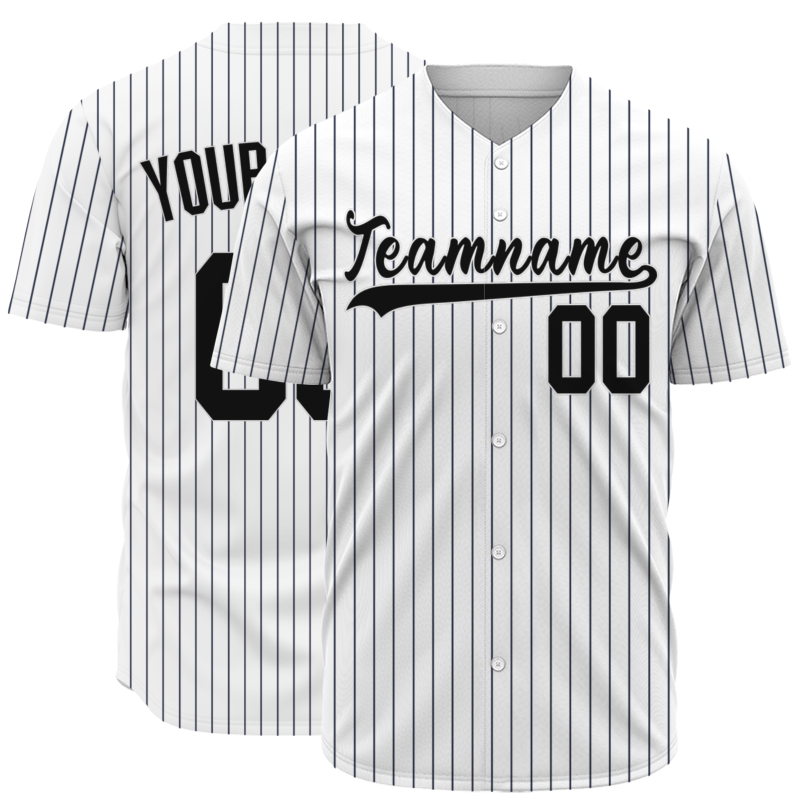 Custom White Black Stripes Classic Style Button Down Fashion Design Baseball Jersey