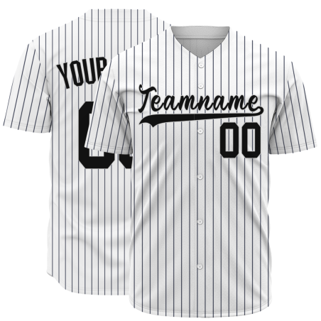 Custom White Black Stripes Classic Style Button Down Fashion Design Baseball Jersey