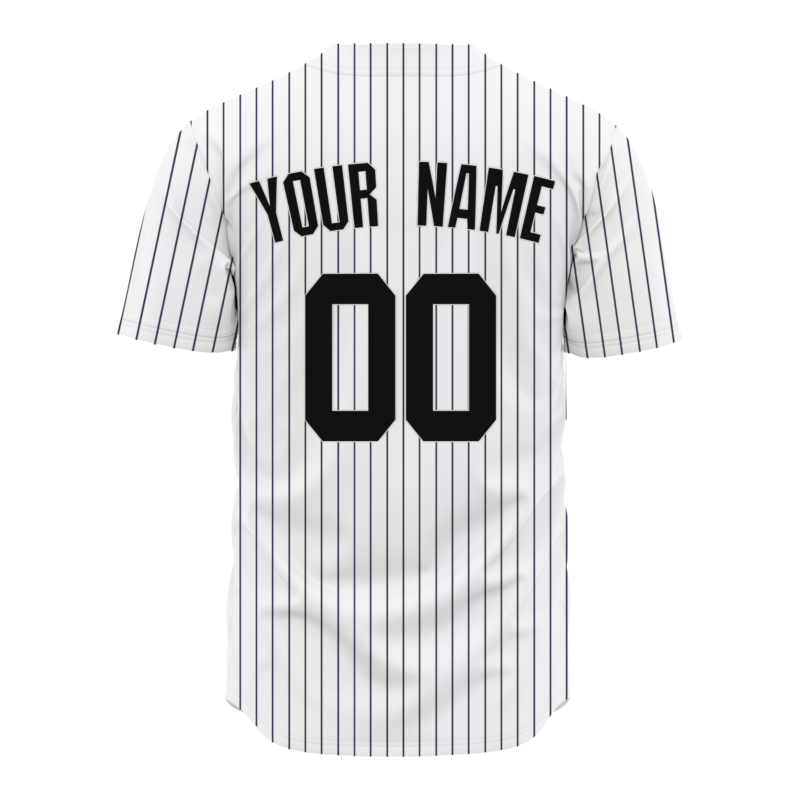 Custom White Black Stripes Classic Style Button Down Fashion Design Baseball Jersey