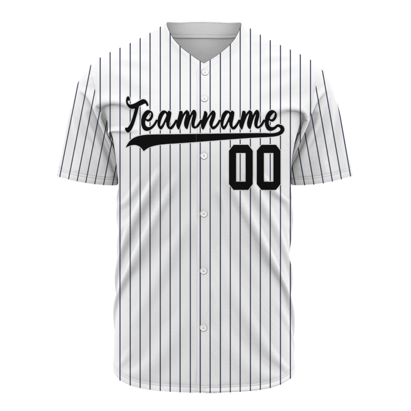 Custom White Black Stripes Classic Style Button Down Fashion Design Baseball Jersey