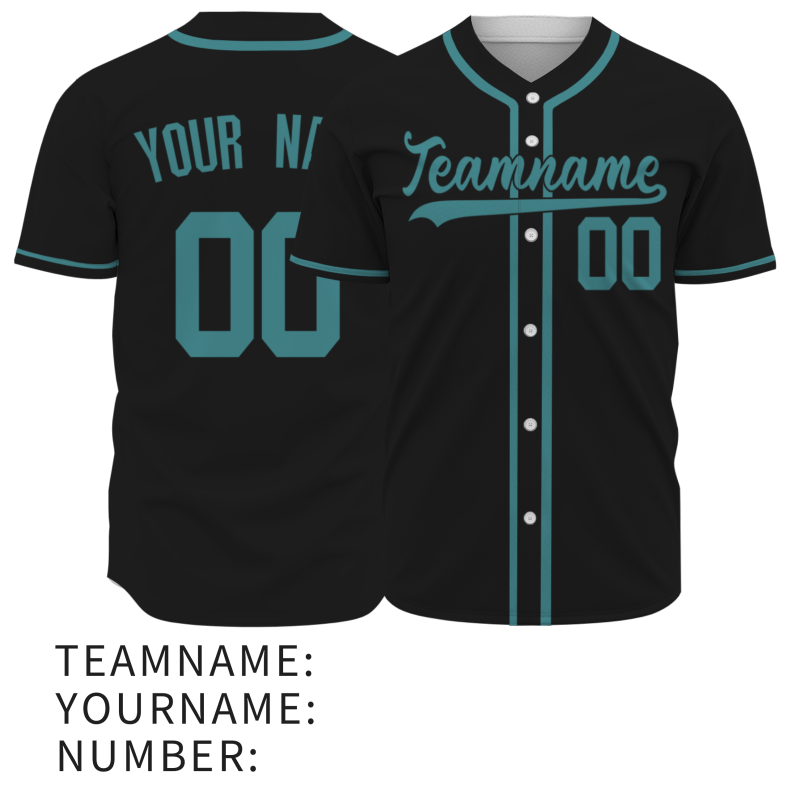 Custom Black Green Classic Style Button Down Fashion Design Baseball Jersey