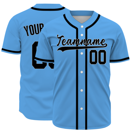 Custom Blue Black Classic Style Button Down Fashion Design Baseball Jersey