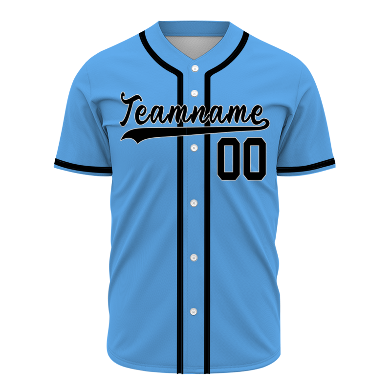 Custom Blue Black Classic Style Button Down Fashion Design Baseball Jersey