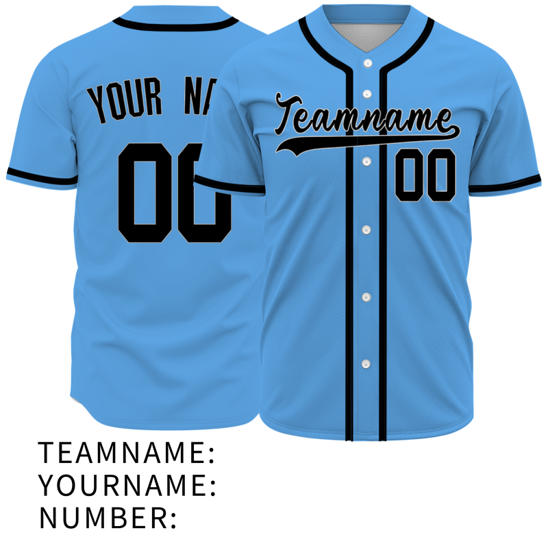 Custom Blue Black Classic Style Button Down Fashion Design Baseball Jersey