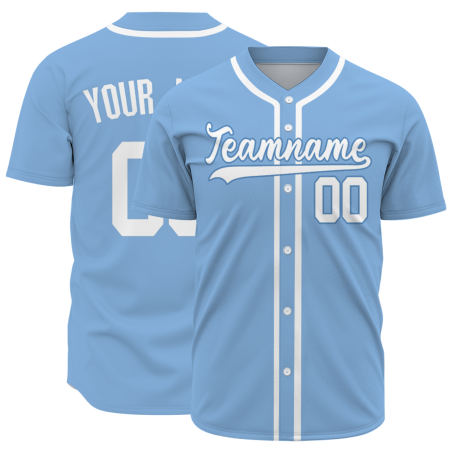 Custom Blue White Classic Style Button Down Fashion Design Baseball Jersey