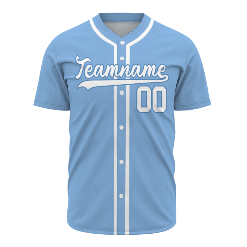 Custom Blue White Classic Style Button Down Fashion Design Baseball Jersey