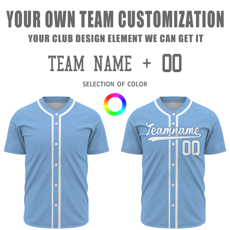 Custom Blue White Classic Style Button Down Fashion Design Baseball Jersey