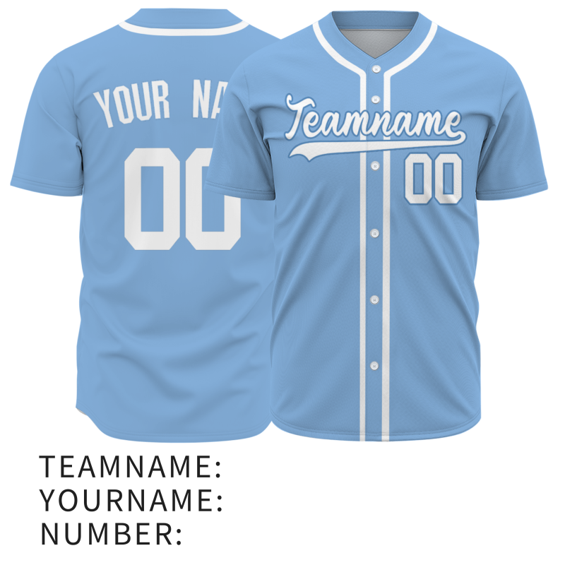 Custom Blue White Classic Style Button Down Fashion Design Baseball Jersey