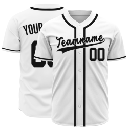 Custom White Black Classic Style Button Down Fashion Design Baseball Jersey