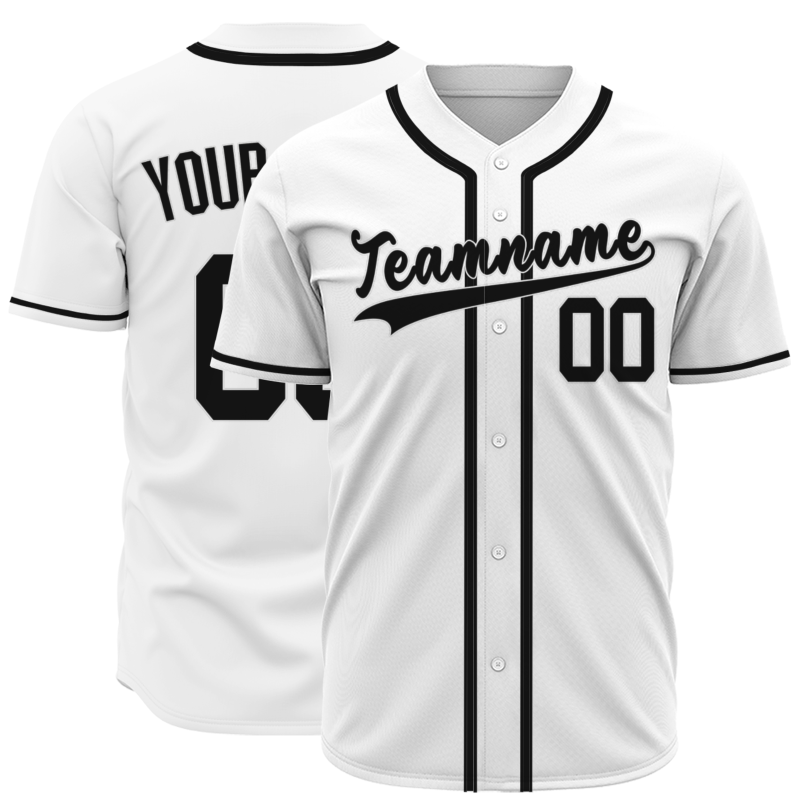Custom White Black Classic Style Button Down Fashion Design Baseball Jersey