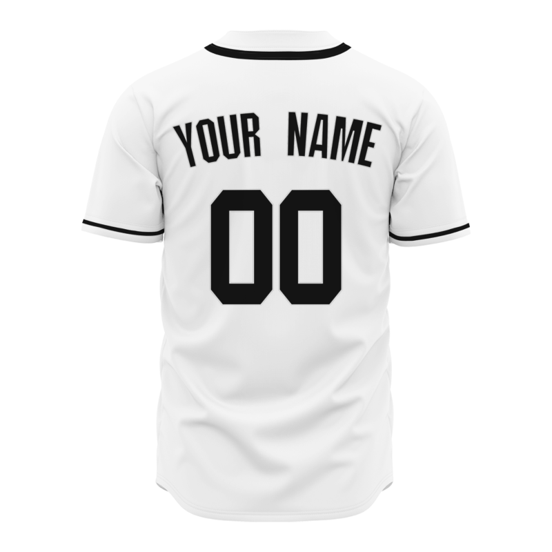 Custom White Black Classic Style Button Down Fashion Design Baseball Jersey