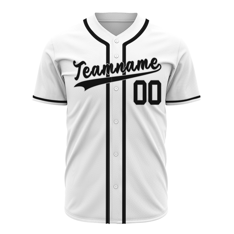 Custom White Black Classic Style Button Down Fashion Design Baseball Jersey