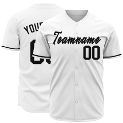 Custom White Black Classic Style Button Down Fashion Design Baseball Jersey