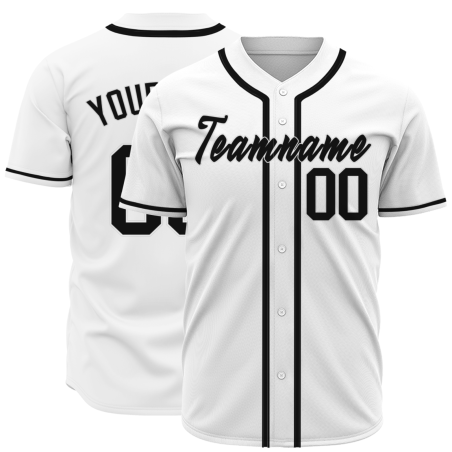 Custom White Black Classic Style Button Down Fashion Design Baseball Jersey