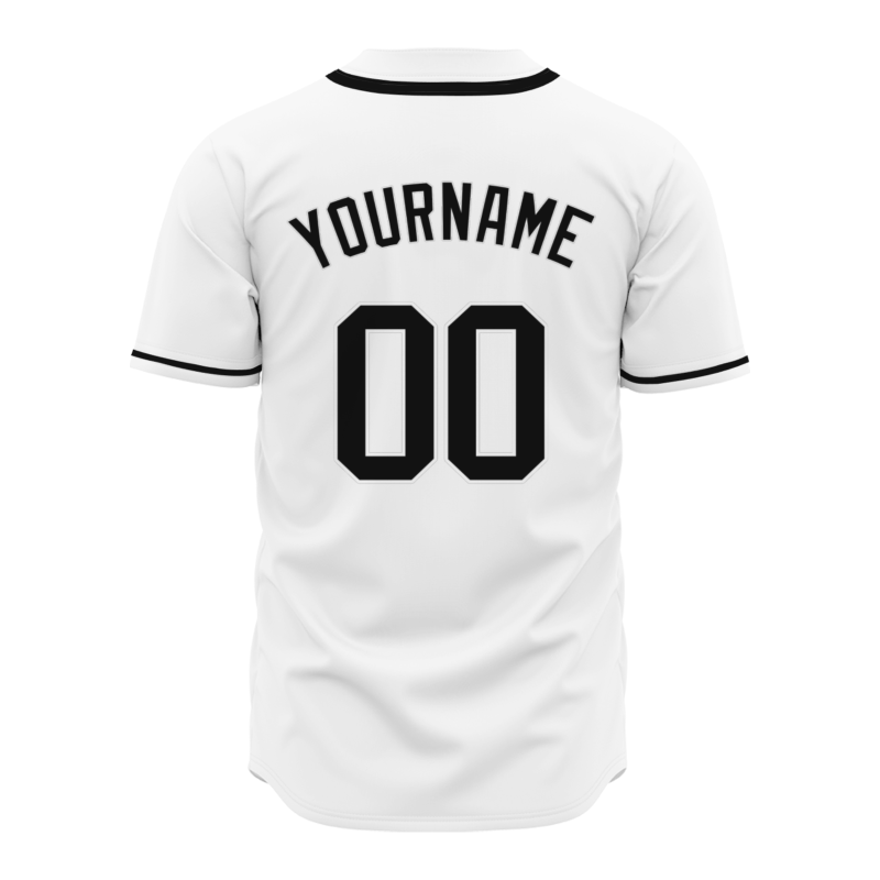 Custom White Black Classic Style Button Down Fashion Design Baseball Jersey