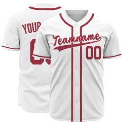Custom White Red Classic Style Button Down Fashion Design Baseball Jersey