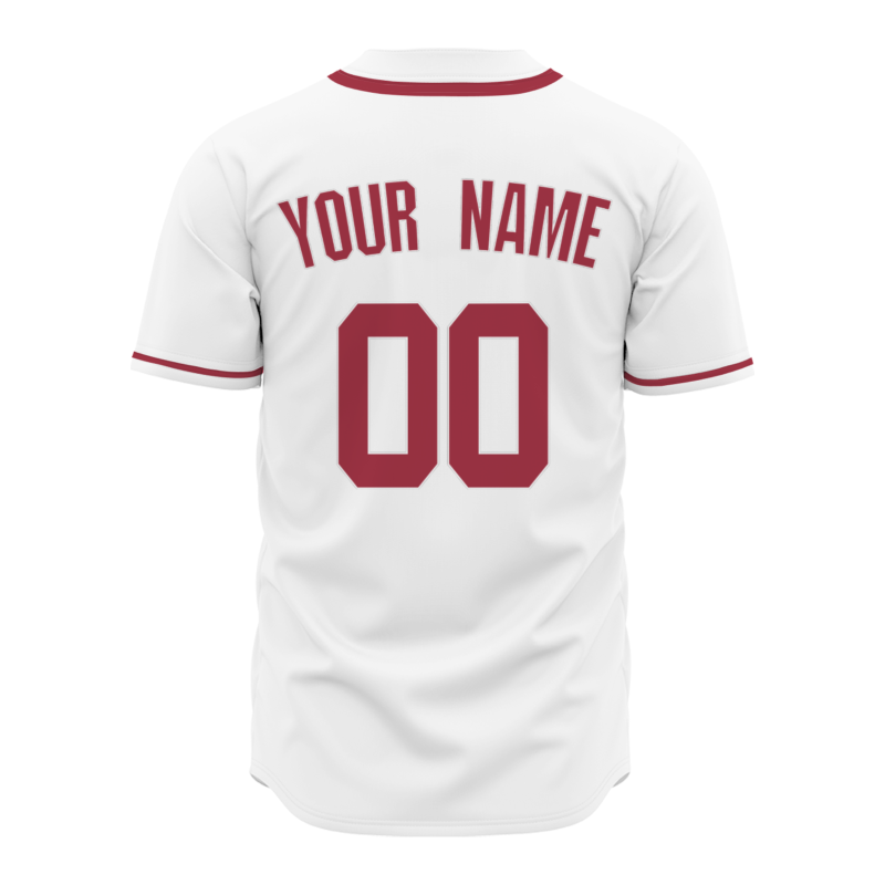Custom White Red Classic Style Button Down Fashion Design Baseball Jersey